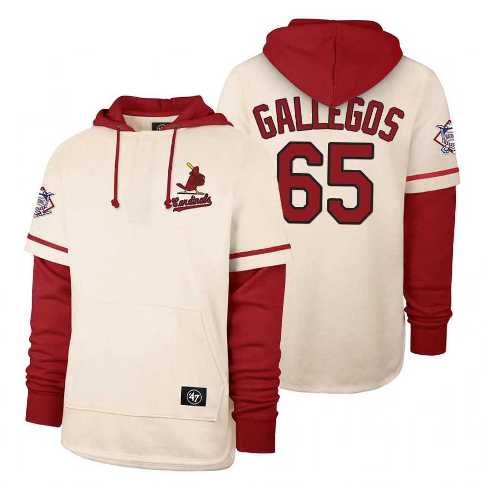 Men St.Louis Cardinals 65 Gallegos Cream 2021 Pullover Hoodie MLB Jersey